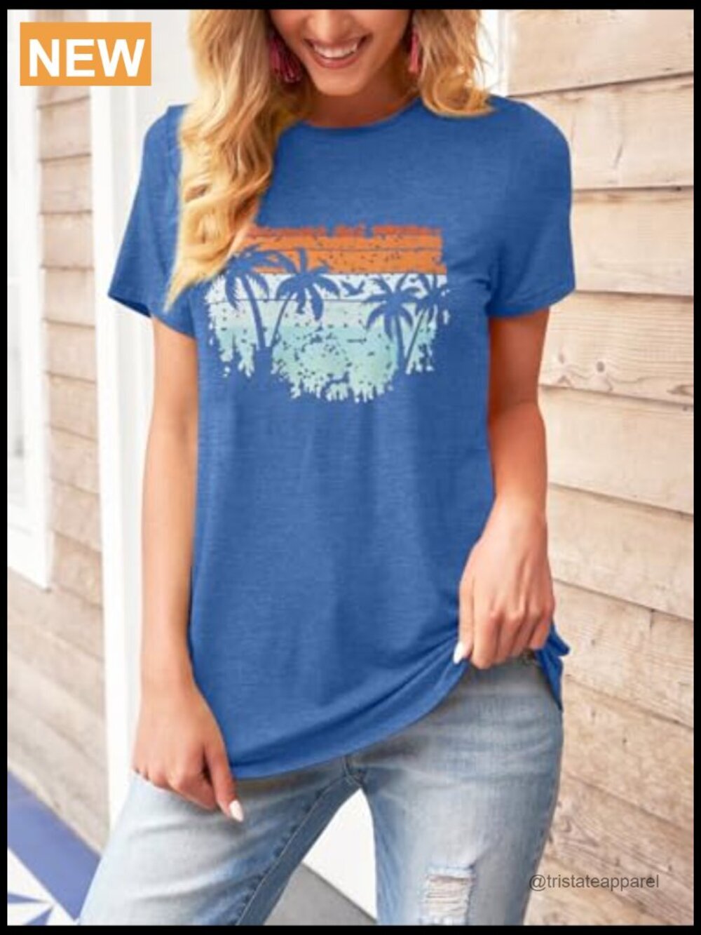 Women LA Graphic Letter Print Short Sleeve Tee Loose Casual Top - Picture 2 of 7